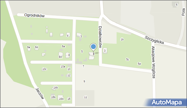 Szczyglice, Działkowców, 8, mapa Szczyglice