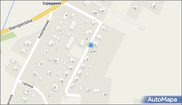 Szpęgawsk, Działkowa, 7, mapa Szpęgawsk