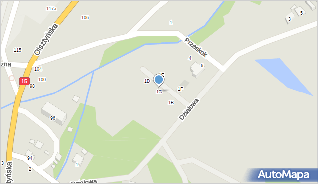 Toruń, Działowa, 1C, mapa Torunia