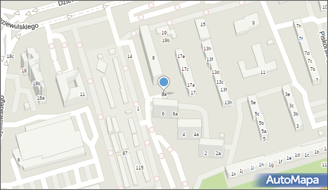 Toruń, Działowskiego Zygmunta, 8a, mapa Torunia