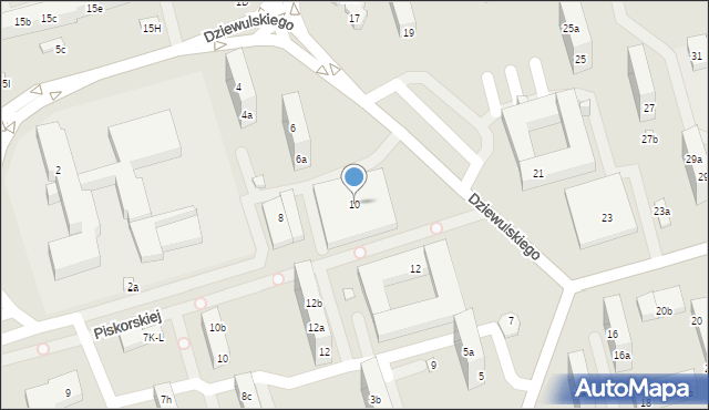 Toruń, Dziewulskiego Władysława, 10, mapa Torunia