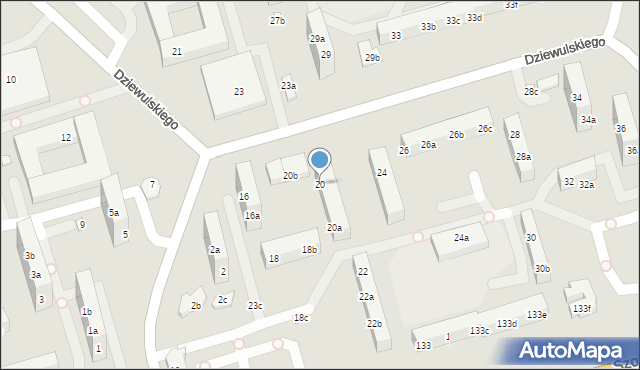 Toruń, Dziewulskiego Władysława, 20, mapa Torunia