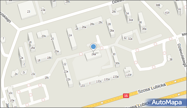 Toruń, Dziewulskiego Władysława, 24a, mapa Torunia