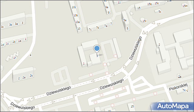 Toruń, Dziewulskiego Władysława, 3, mapa Torunia