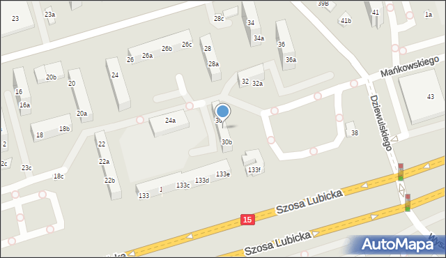 Toruń, Dziewulskiego Władysława, 30a, mapa Torunia