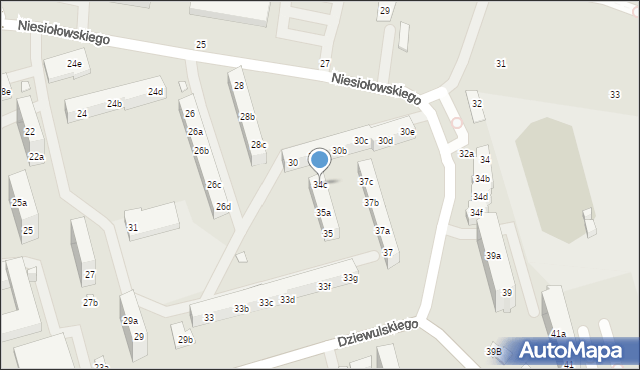 Toruń, Dziewulskiego Władysława, 34c, mapa Torunia