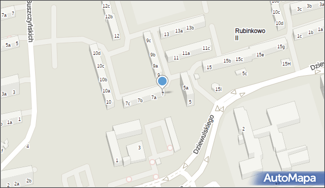 Toruń, Dziewulskiego Władysława, 7, mapa Torunia