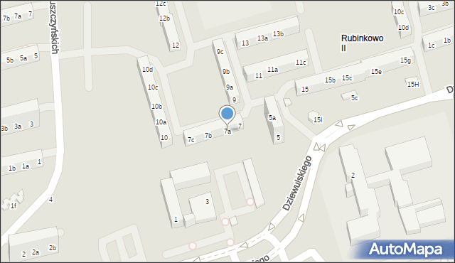 Toruń, Dziewulskiego Władysława, 7a, mapa Torunia