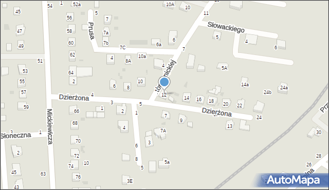 Tuchów, Dzierżona Jana, ks., 12, mapa Tuchów