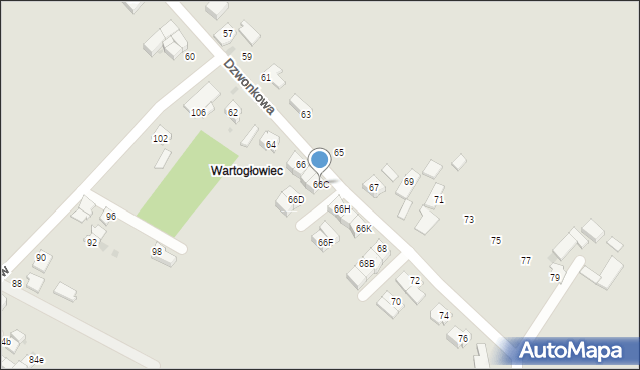 Tychy, Dzwonkowa, 66C, mapa Tychów