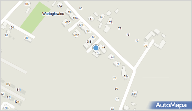 Tychy, Dzwonkowa, 70A, mapa Tychów