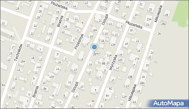 Warszawa, Dziupli, 16, mapa Warszawy