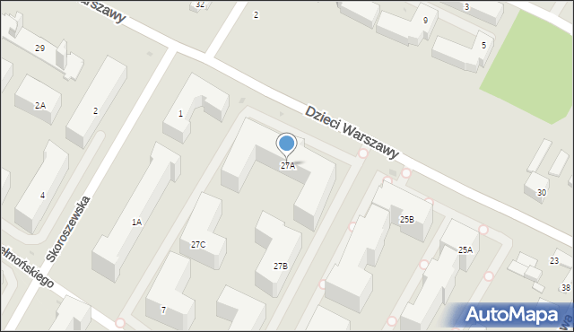 Warszawa, Dzieci Warszawy, 27A, mapa Warszawy