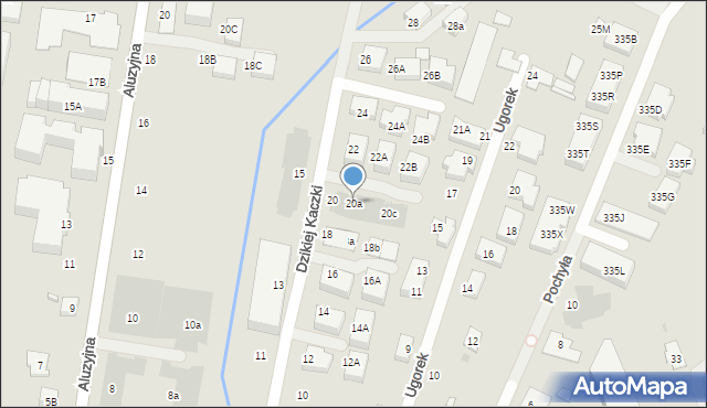 Warszawa, Dzikiej Kaczki, 20a, mapa Warszawy