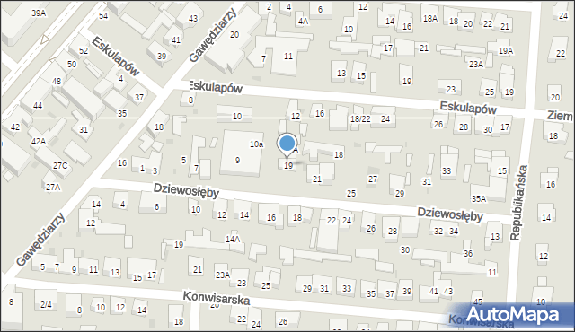 Warszawa, Dziewosłęby, 19, mapa Warszawy