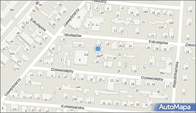 Warszawa, Dziewosłęby, 19A, mapa Warszawy