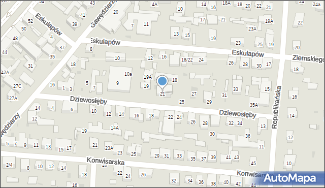 Warszawa, Dziewosłęby, 21, mapa Warszawy