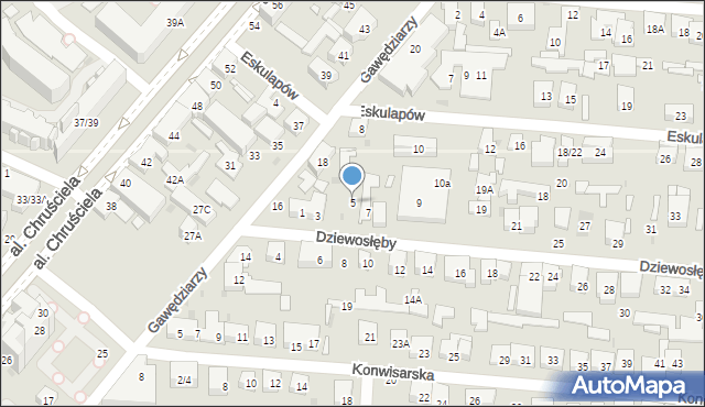 Warszawa, Dziewosłęby, 5, mapa Warszawy