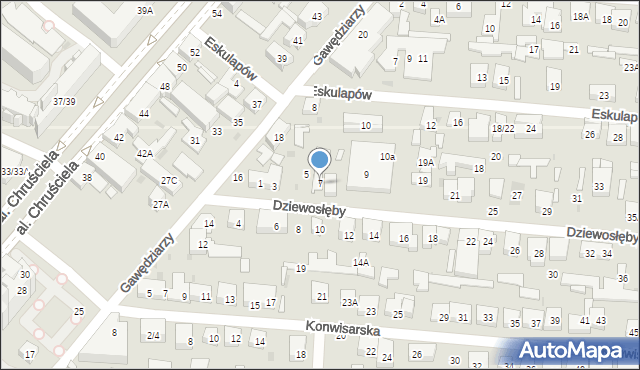 Warszawa, Dziewosłęby, 7, mapa Warszawy