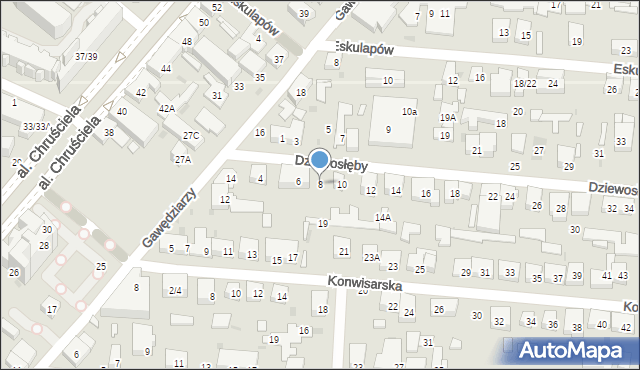 Warszawa, Dziewosłęby, 8, mapa Warszawy