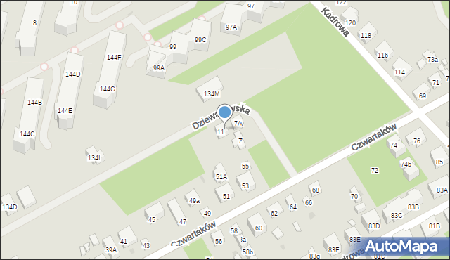 Warszawa, Dziewanowska, 9, mapa Warszawy