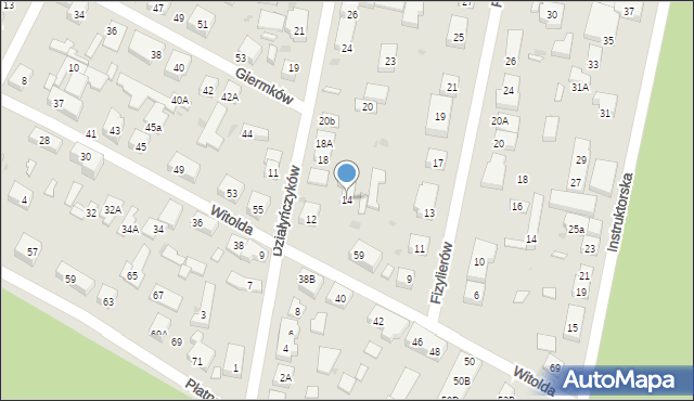 Warszawa, Działyńczyków, 14, mapa Warszawy