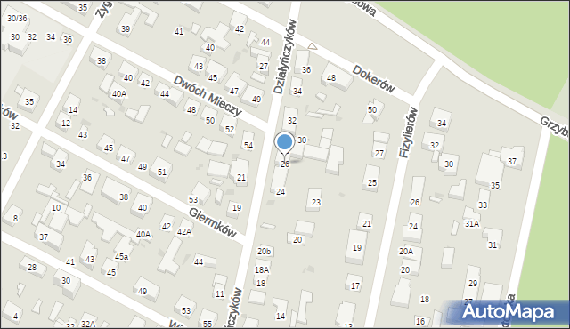 Warszawa, Działyńczyków, 26, mapa Warszawy