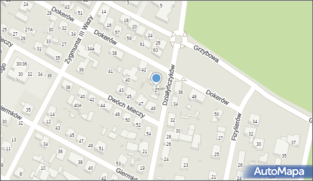 Warszawa, Działyńczyków, 27, mapa Warszawy