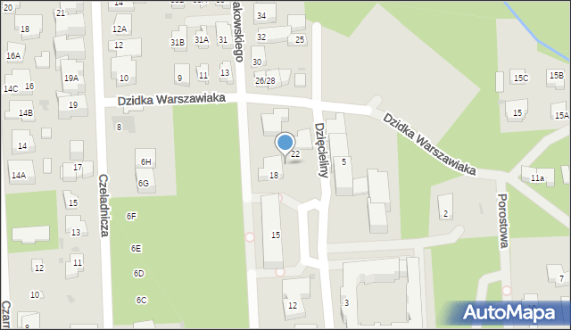 Warszawa, Dzięcieliny, 20, mapa Warszawy