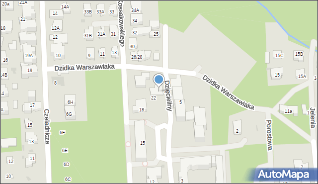 Warszawa, Dzięcieliny, 24, mapa Warszawy