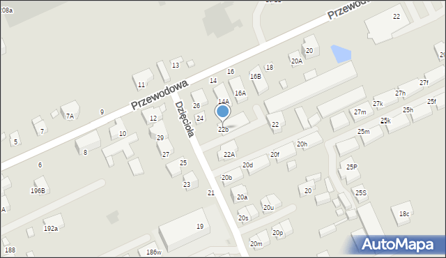Warszawa, Dzięcioła, 22b, mapa Warszawy