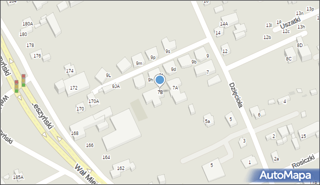 Warszawa, Dzięcioła, 7B, mapa Warszawy