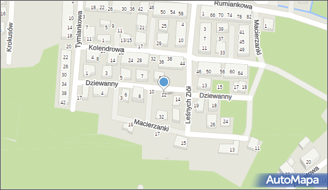 Warszawa, Dziewanny, 12, mapa Warszawy