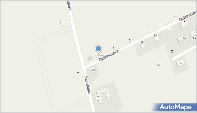 Widlino, Dzielnicowa, 1, mapa Widlino