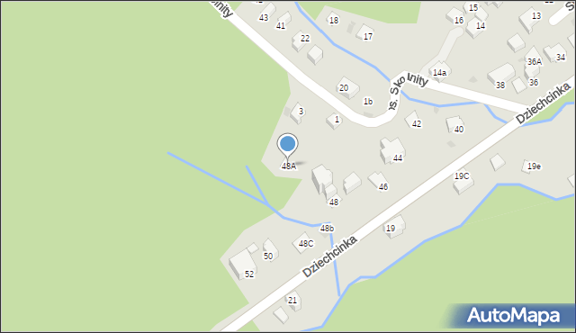 Wisła, Dziechcinka, 48A, mapa Wisła