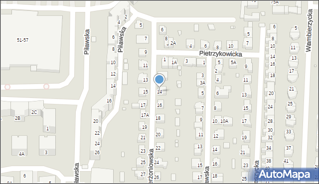 Wrocław, Dzierżoniowska, 14, mapa Wrocławia