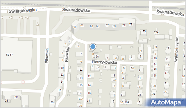 Wrocław, Dzierżoniowska, 8, mapa Wrocławia