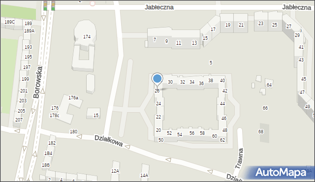 Wrocław, Działkowa, 26, mapa Wrocławia