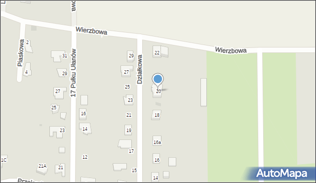 Wschowa, Działkowa, 20, mapa Wschowa