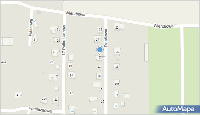 Wschowa, Działkowa, 23, mapa Wschowa