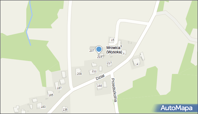 Wysoka, Dział, 213, mapa Wysoka