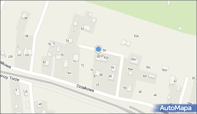 Zabierzów, Działkowa, 62, mapa Zabierzów