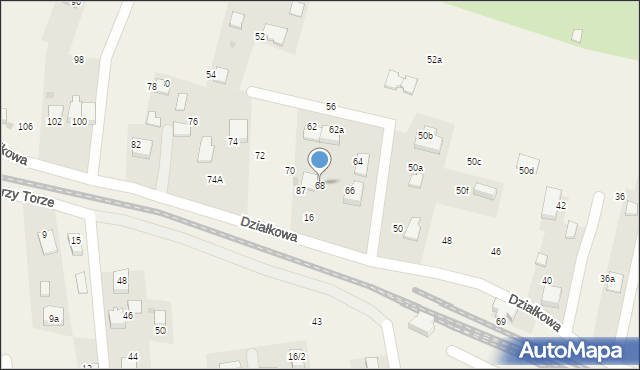 Zabierzów, Działkowa, 68, mapa Zabierzów