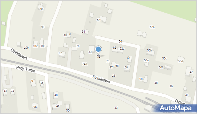 Zabierzów, Działkowa, 72, mapa Zabierzów