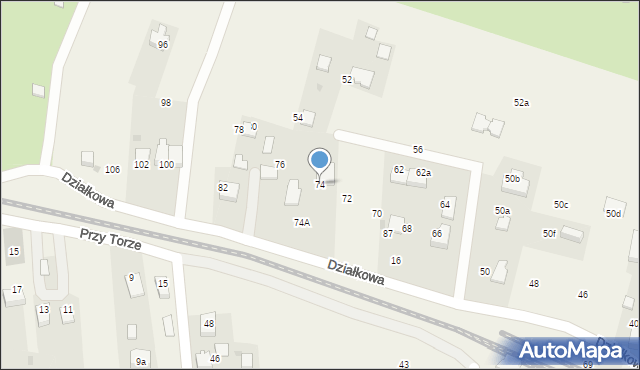 Zabierzów, Działkowa, 74, mapa Zabierzów