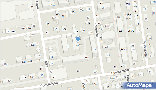 Ząbki, Dzika, 41A, mapa Ząbki