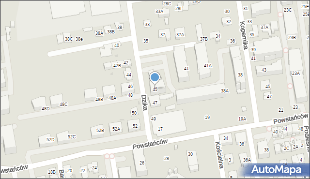 Ząbki, Dzika, 45, mapa Ząbki