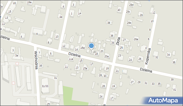 Zelów, Dzielna, 18a, mapa Zelów
