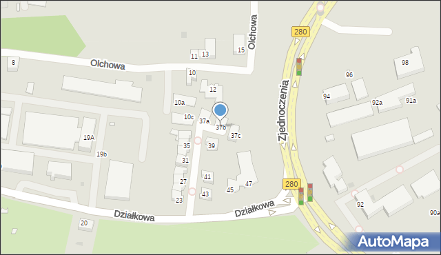 Zielona Góra, Działkowa, 37b, mapa Zielona Góra