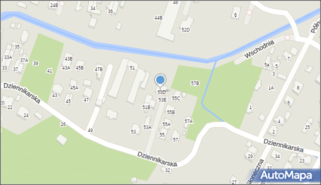 Zielonka, Dziennikarska, 53D, mapa Zielonka